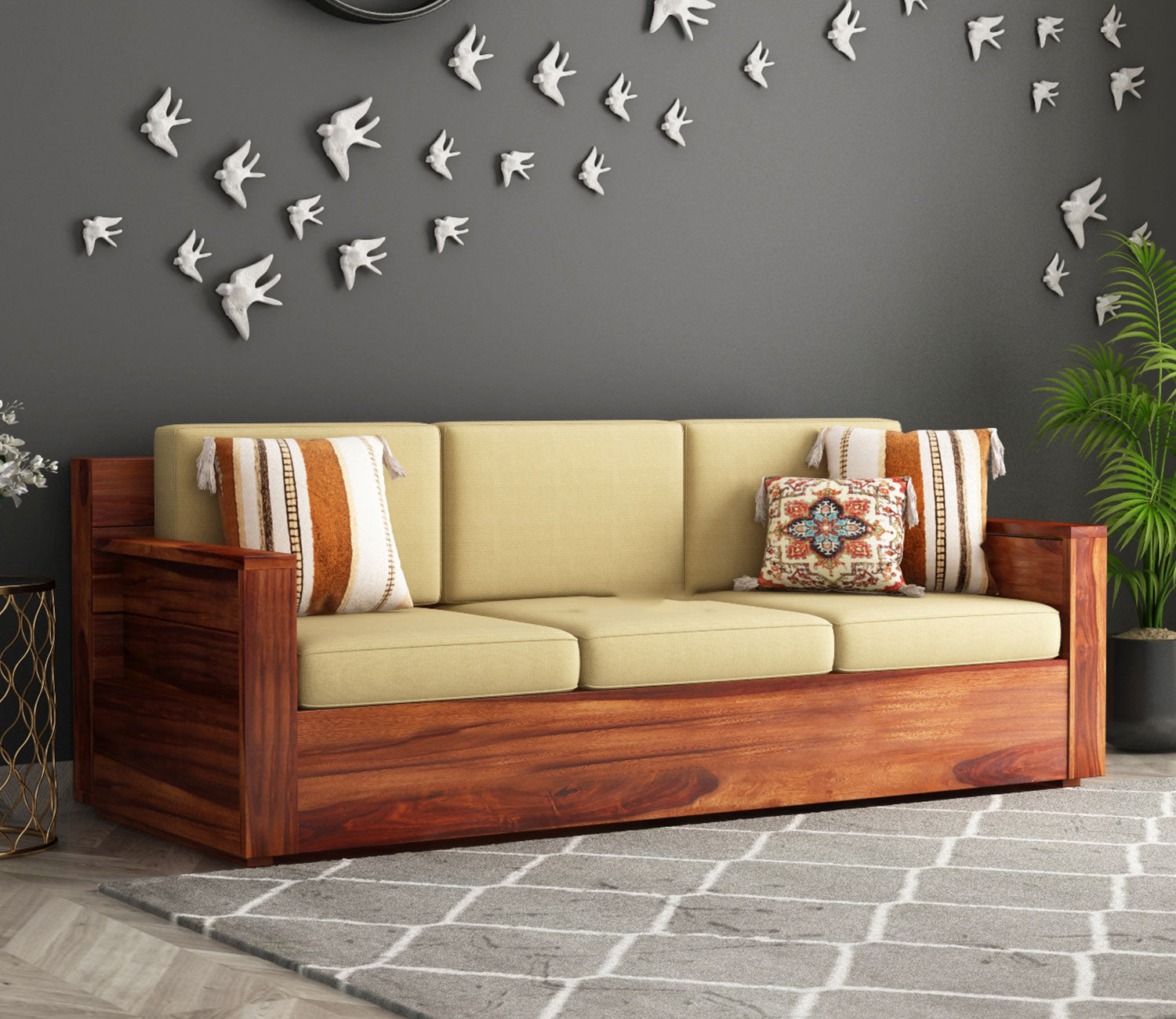 Ava Wooden Sofa 3+1+1