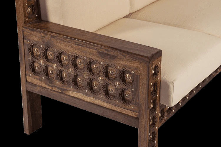 Faron Solid Wood Brass Royal Sofa set