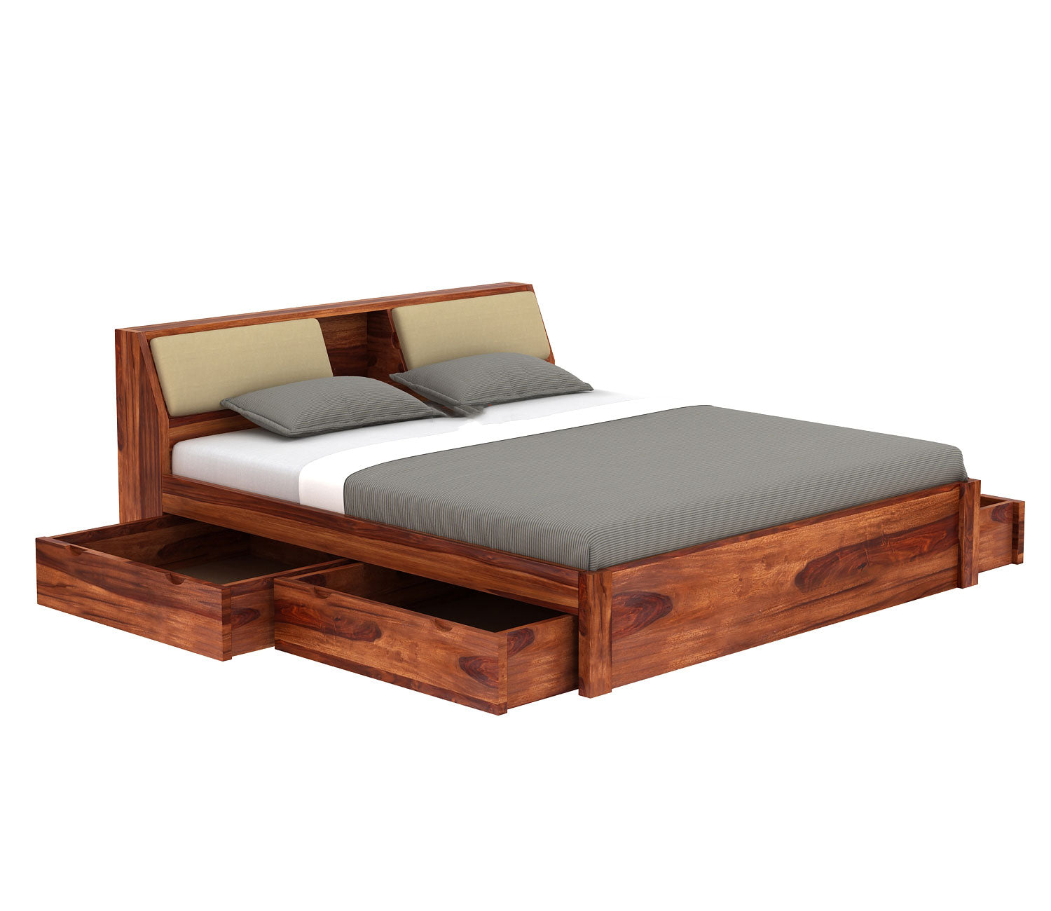 Corbin Sheesham Wood Bed with Full Drawer Storage