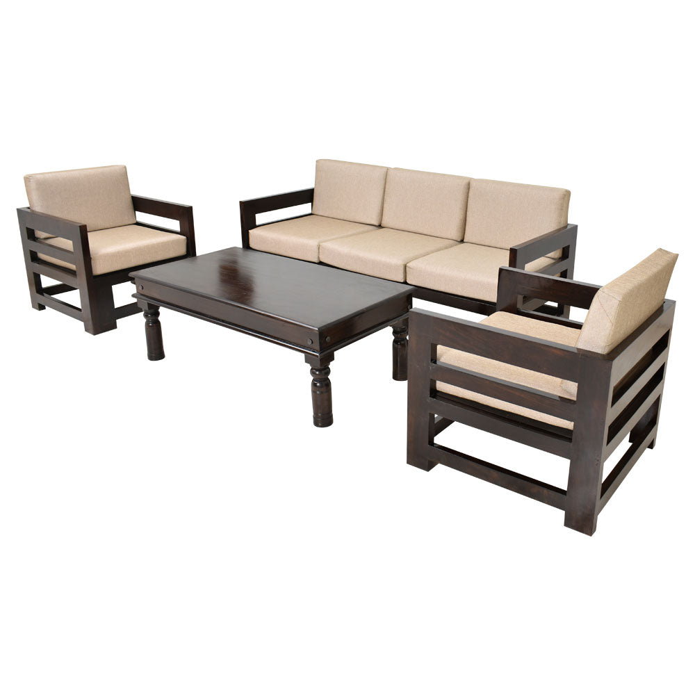 Zainab Wood Stegen 5 Seater Sofa set