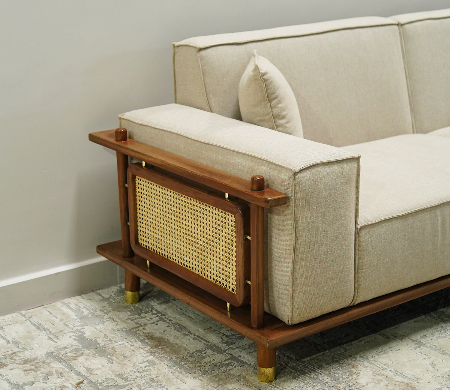 Alaya 3+1+1 Seater Ash Wood Cane Sofa