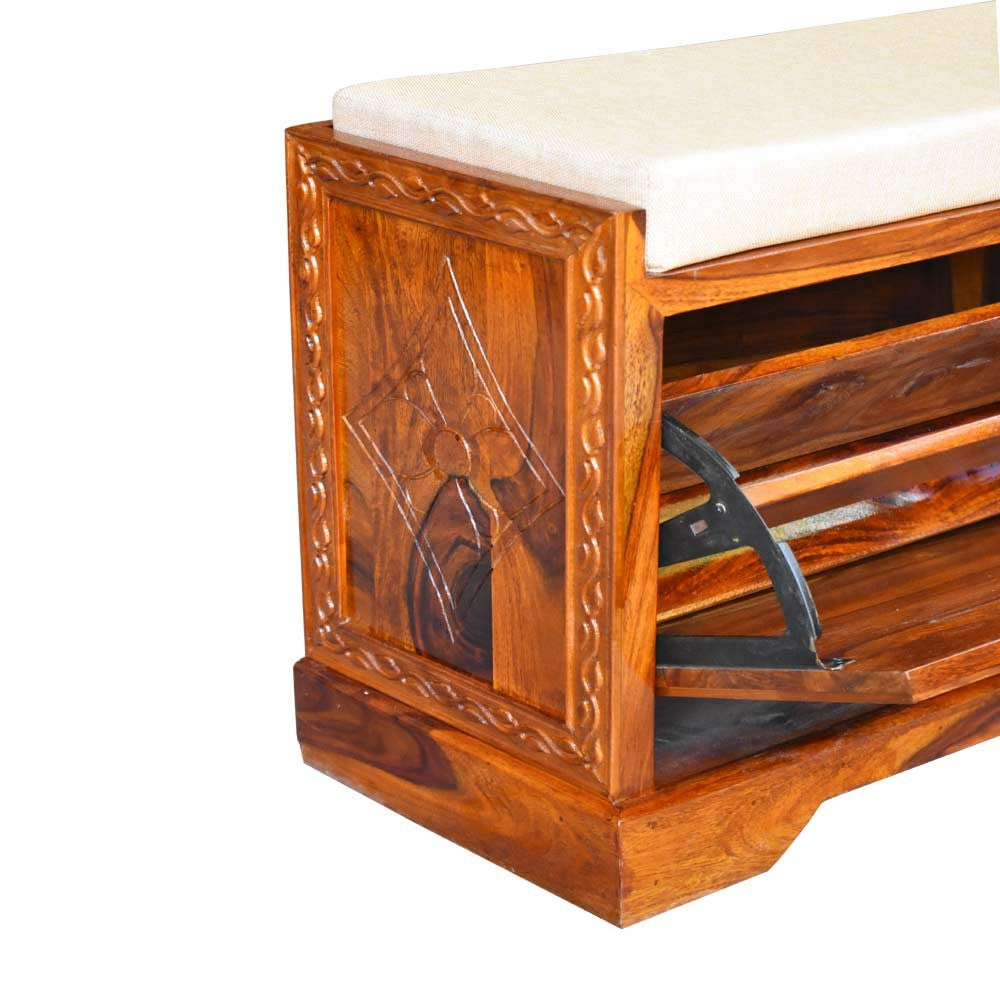 Kailani Solid Wood Florito Carbing Footwear Table