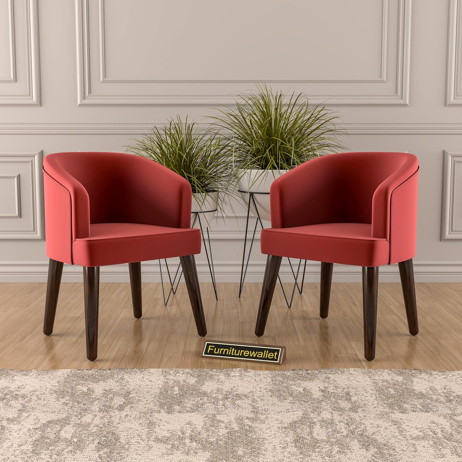 GFH Mid-Century Velvet Tufted Armchair with Brown Legs Fabric Velvet Accent Arm Chair for Living Room Bedroom Office