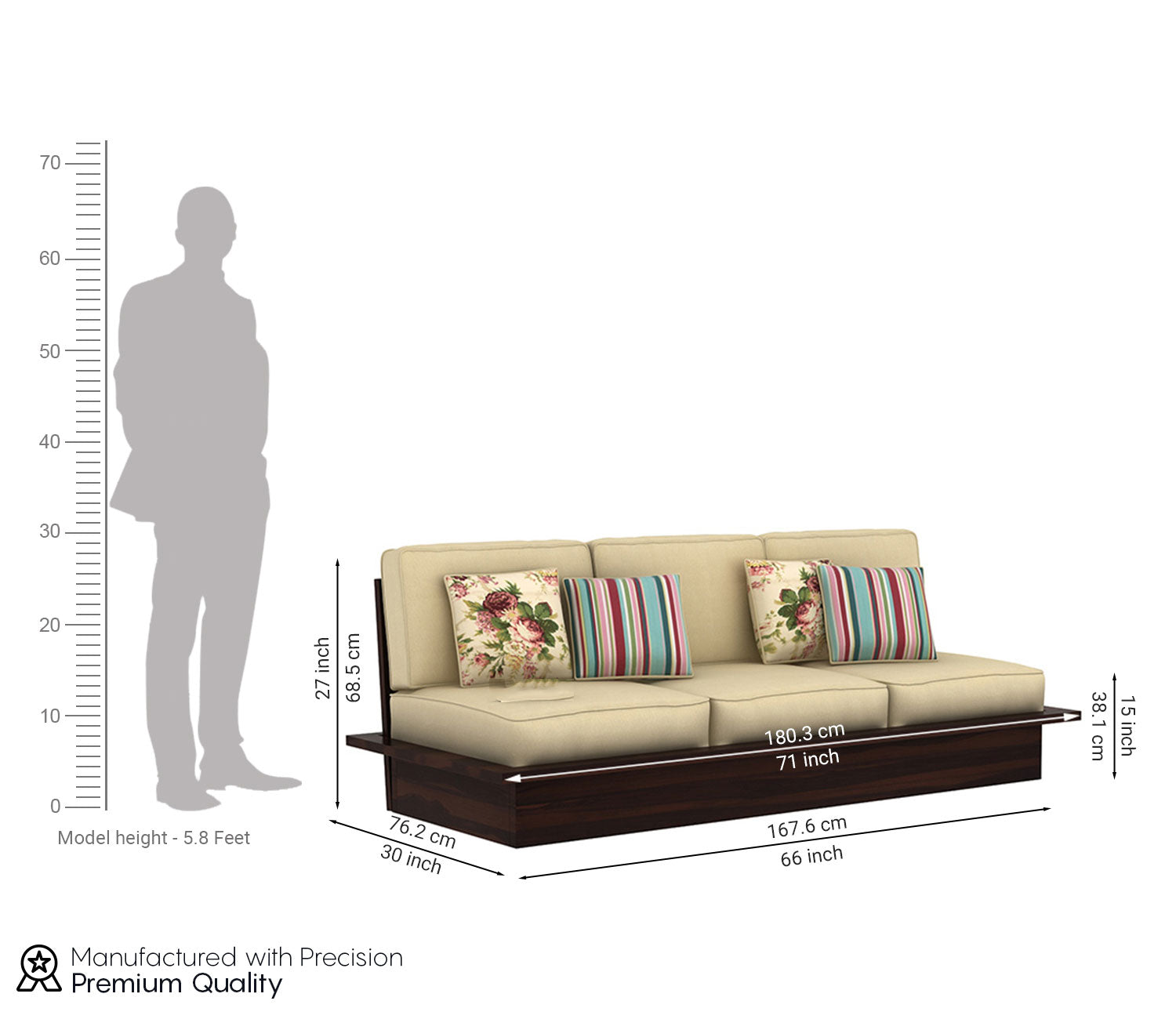 Londyn Low Floor Wooden Sofa Set
