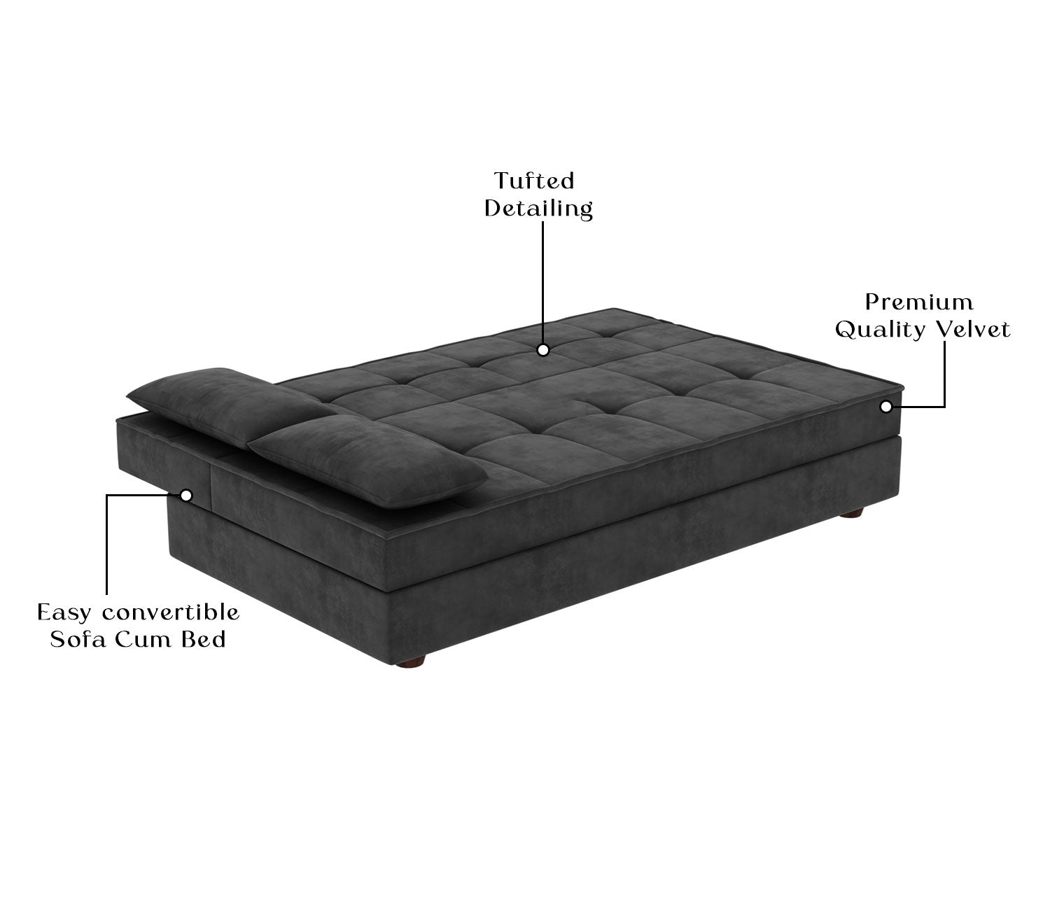 Byron Fabric 3 Seater Convertible Sofa Bed