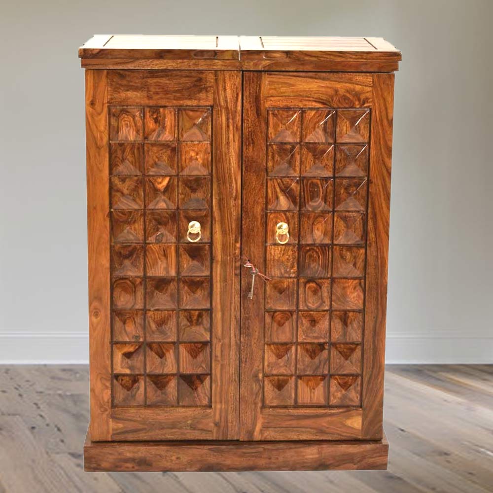 Kendall Wooden Diamond Design Bar Cabinet