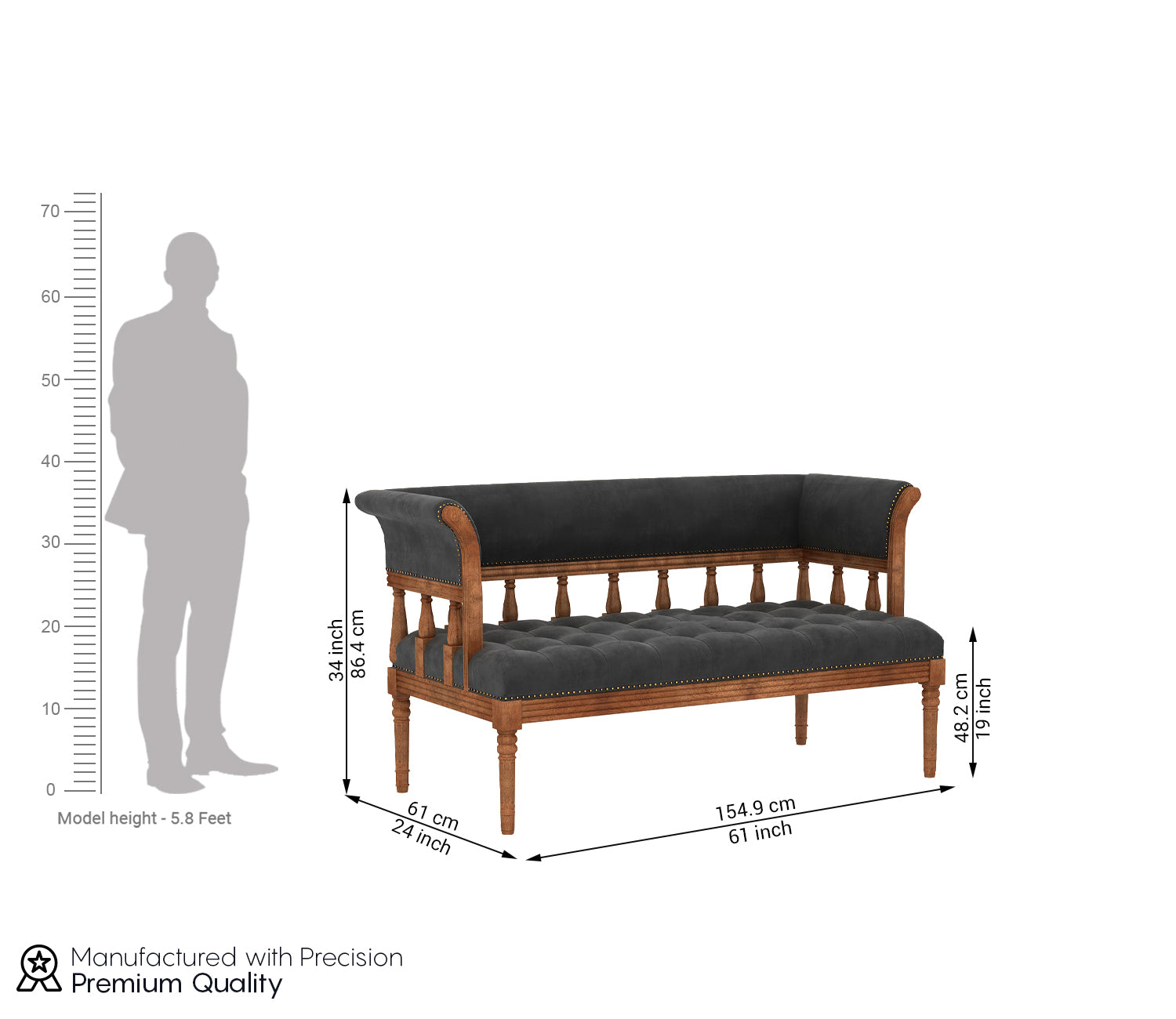 Beckham Bench With Back Rest