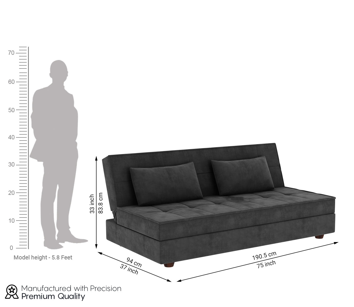 Byron Fabric 3 Seater Convertible Sofa Bed