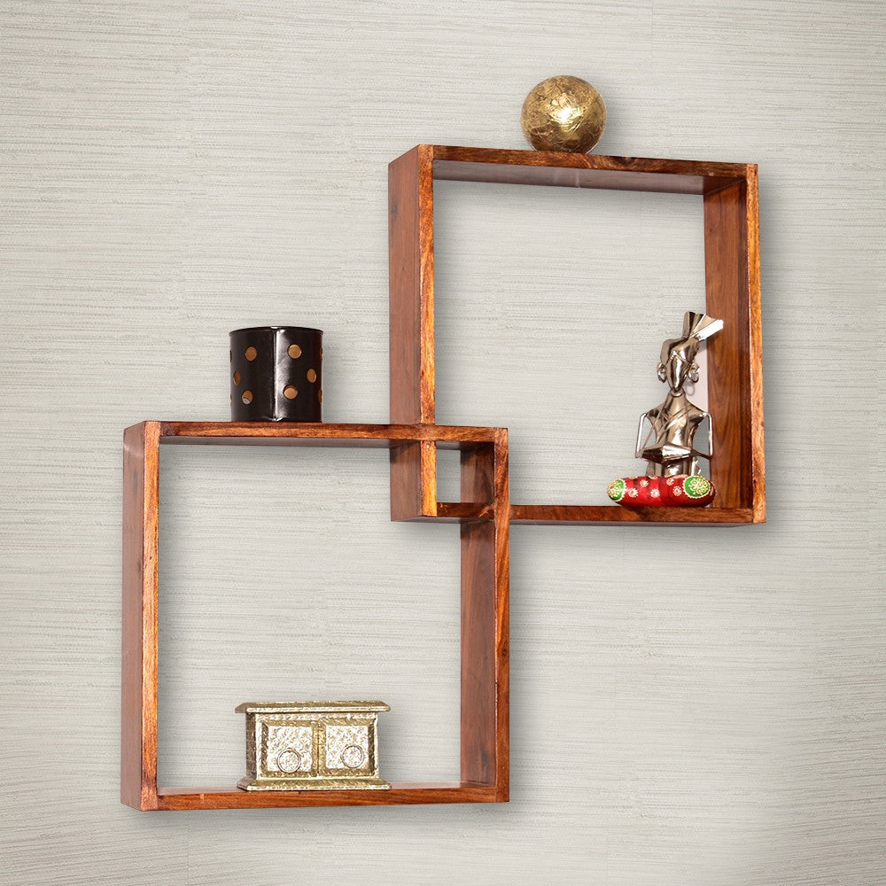 Makenna Sheesham Wooden Boxy Modular Wall Shelf