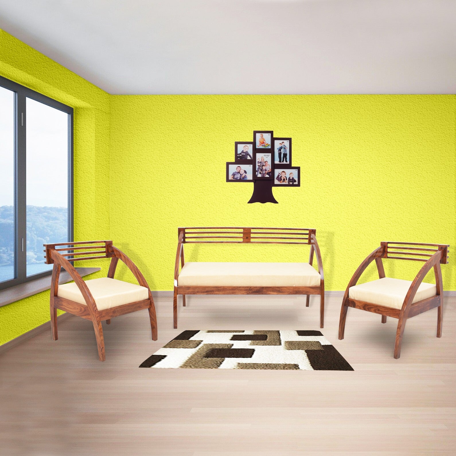 Gracelynn Wooden Mariana Traditional Sofa Set