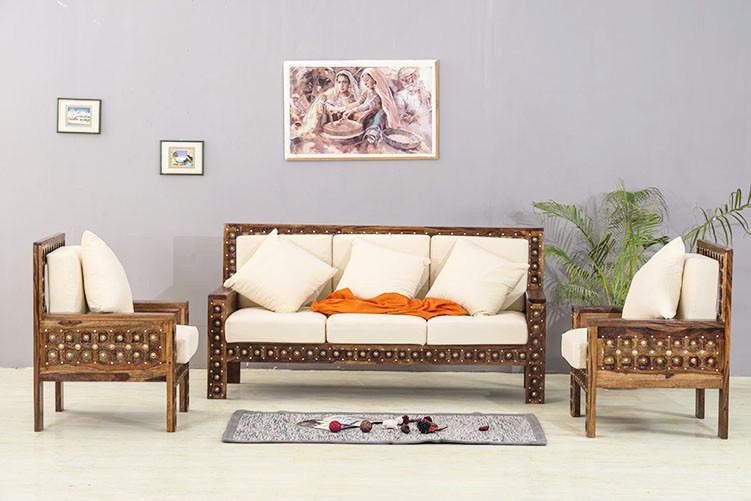 Faron Solid Wood Brass Royal Sofa set