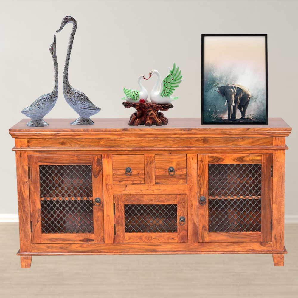 Romina Sheesham Wood Jali Sideboard Cabinet