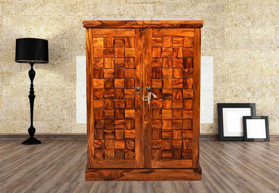 Kassidy Regular Niwar Patti Design Bar Cabinet