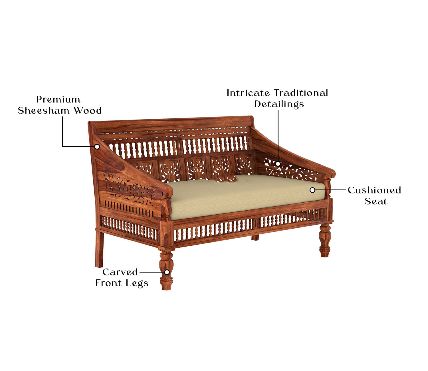 Jimmie Wooden 5 Seater Sofa Set
