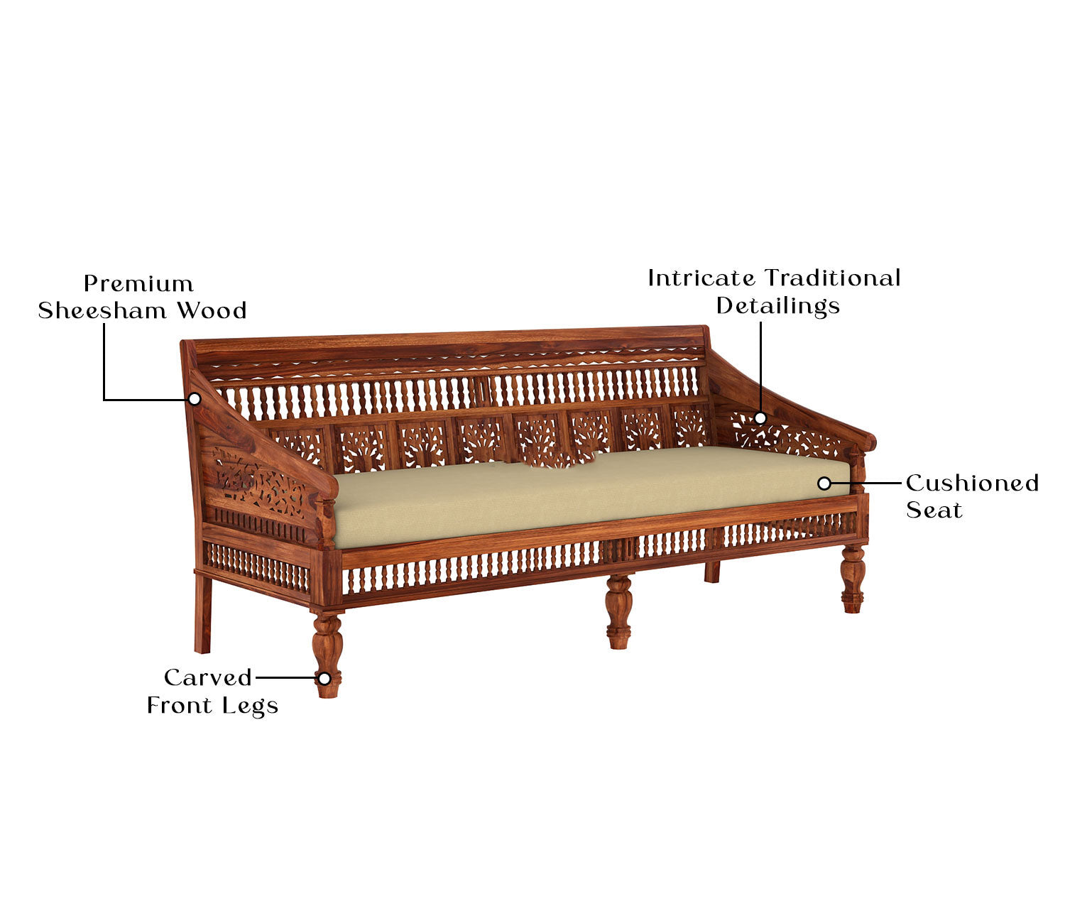 Jimmie Wooden 5 Seater Sofa Set