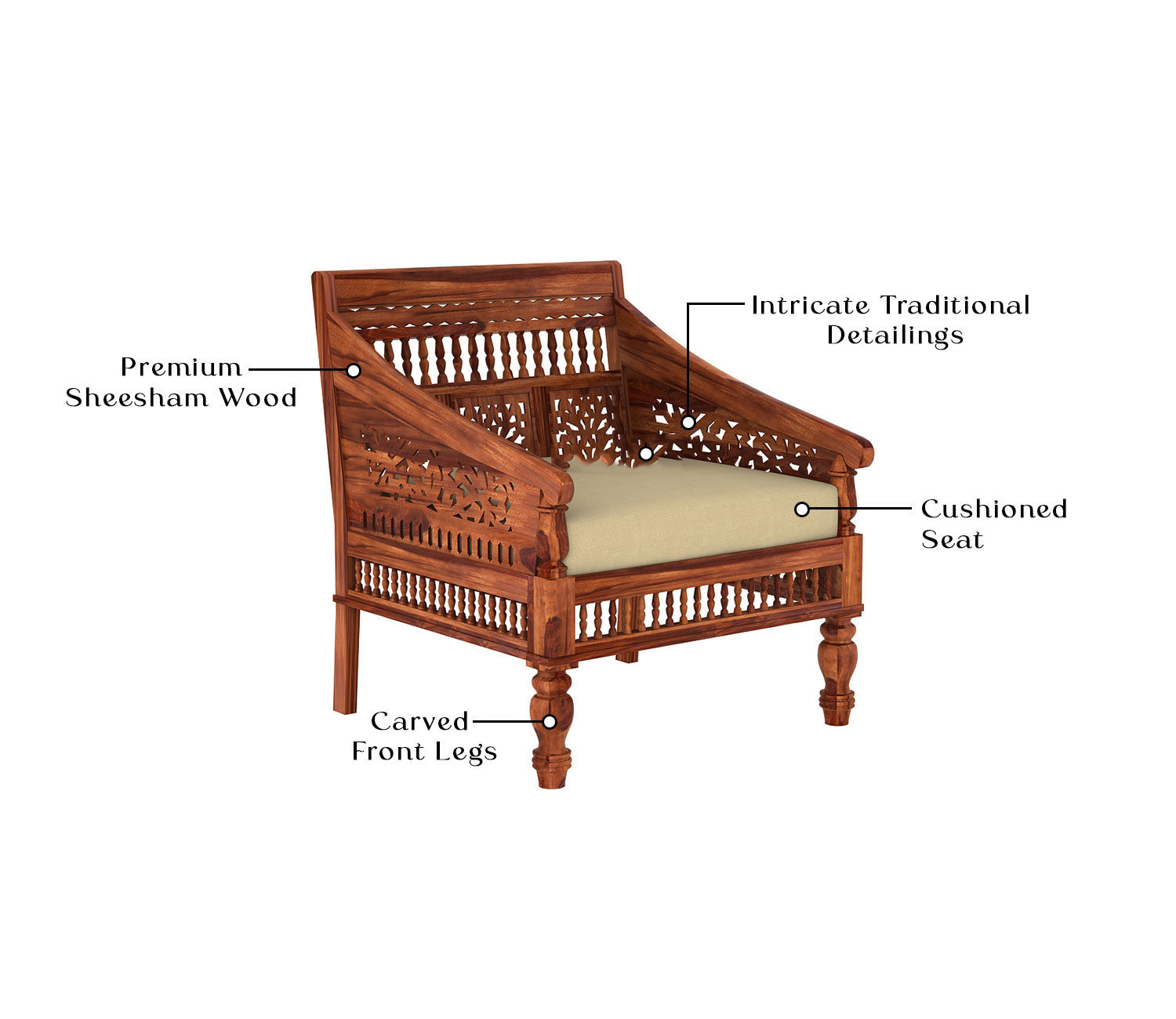 Jimmie Wooden 5 Seater Sofa Set