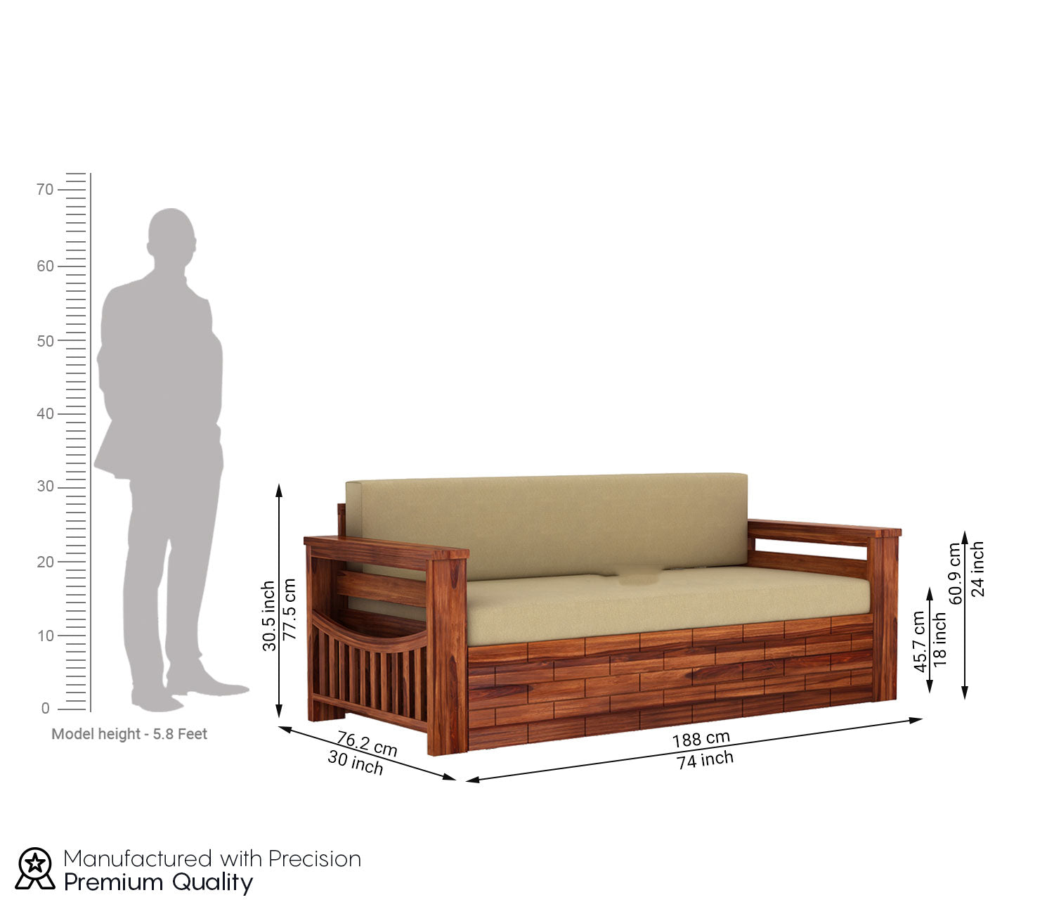 Mason Sheesham Wood Sofa Cum Bed