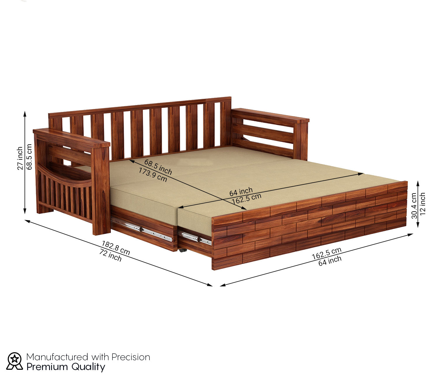 Mason Sheesham Wood Sofa Cum Bed