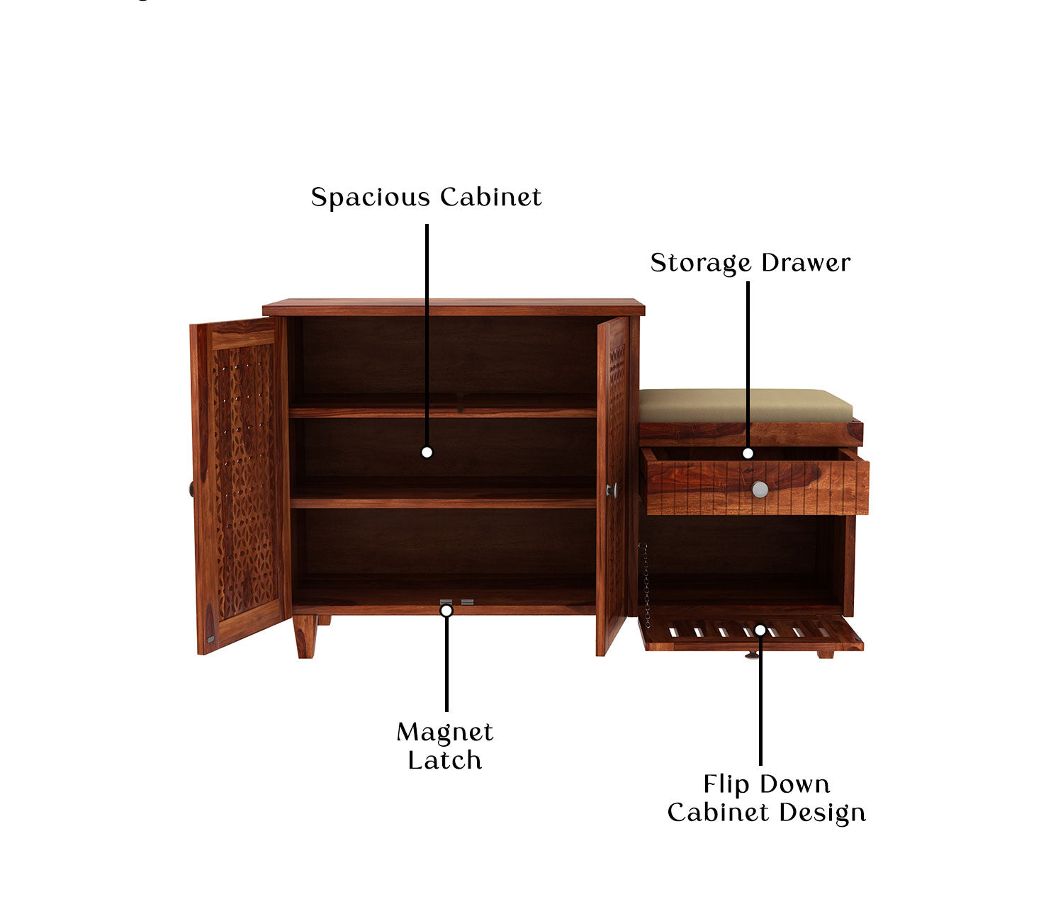 Preston Shoe Rack with Seat and Storage Drawers