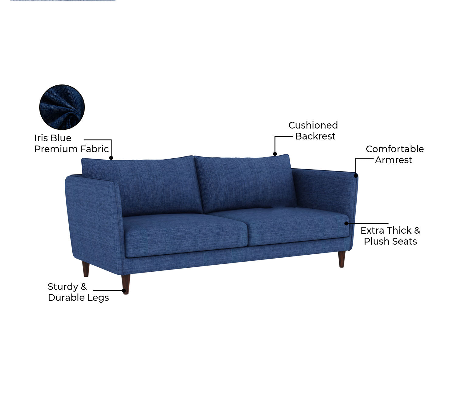 Moxie 3 Seater Living Room Sofa with 2 Lounge Chairs and 4 Cushions