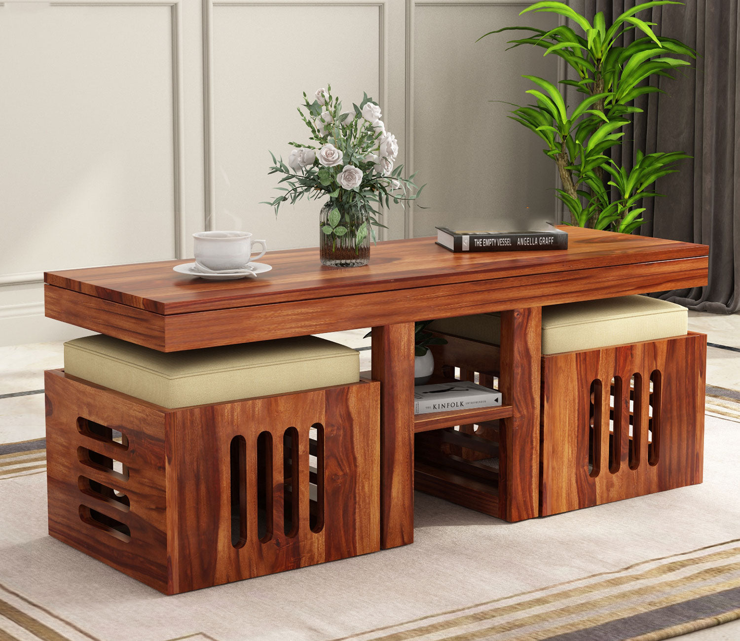Lyla Sheesham Wood Coffee Table Stools