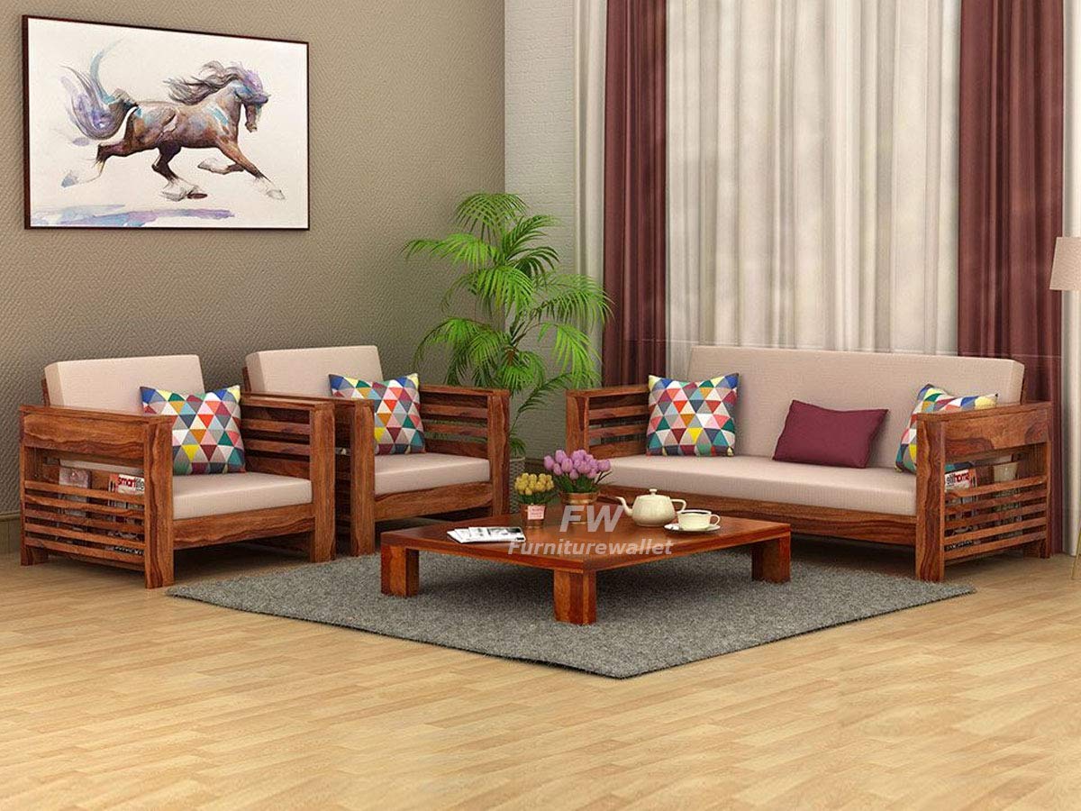 Brianna Sheesham Wood Sofa Set for Living Room Without Pillow