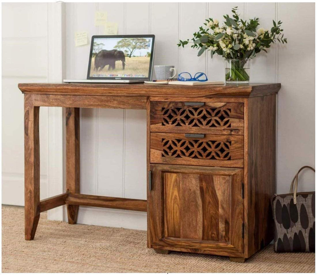 Valerie Sheesham Wood Study and Office Table With Natural Honey Finish