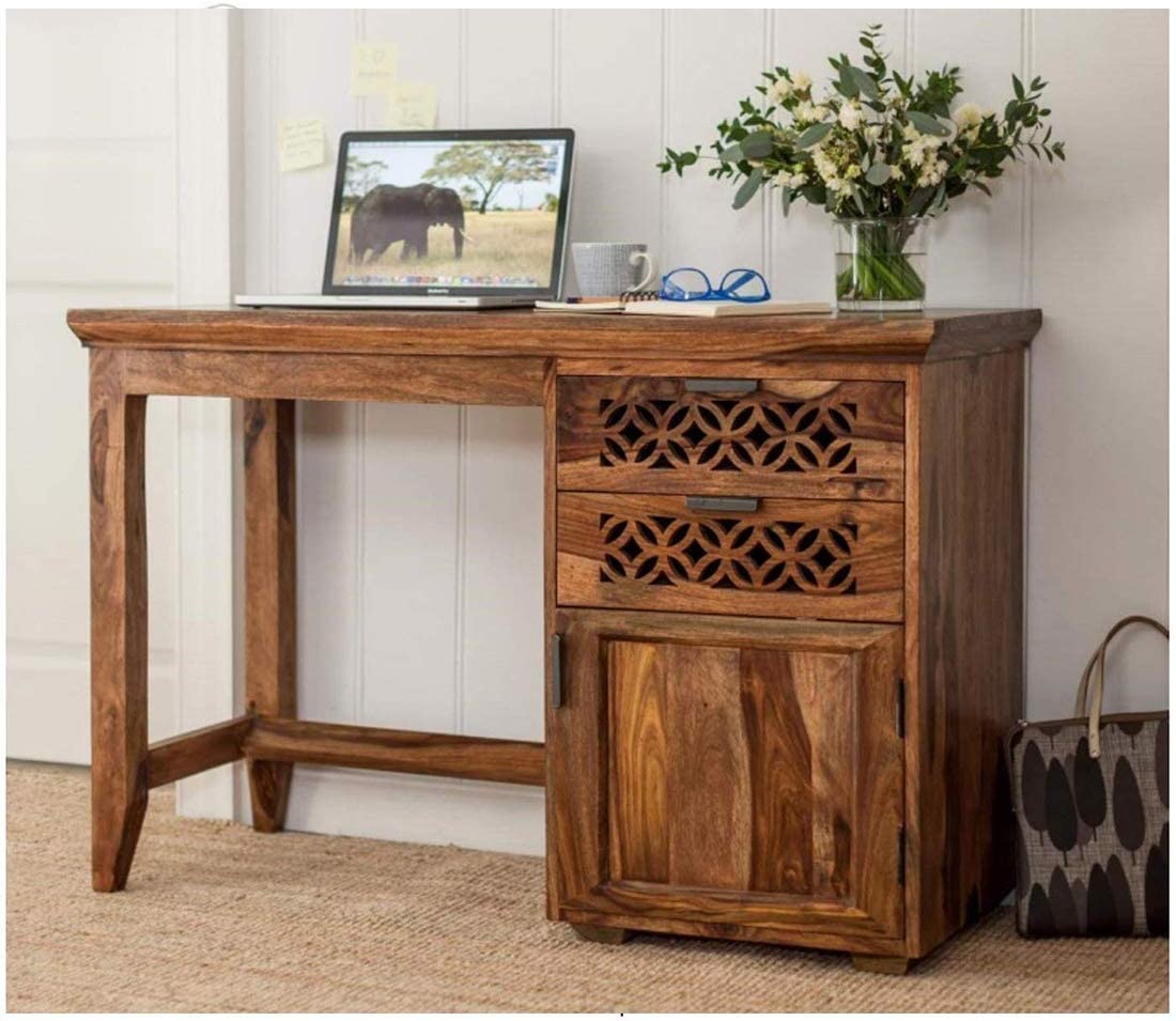 Valerie Sheesham Wood Study and Office Table With Natural Honey Finish