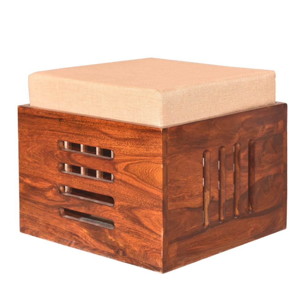 Araya Sheesham Wood Square Petlin Coffee Table with Four Stools