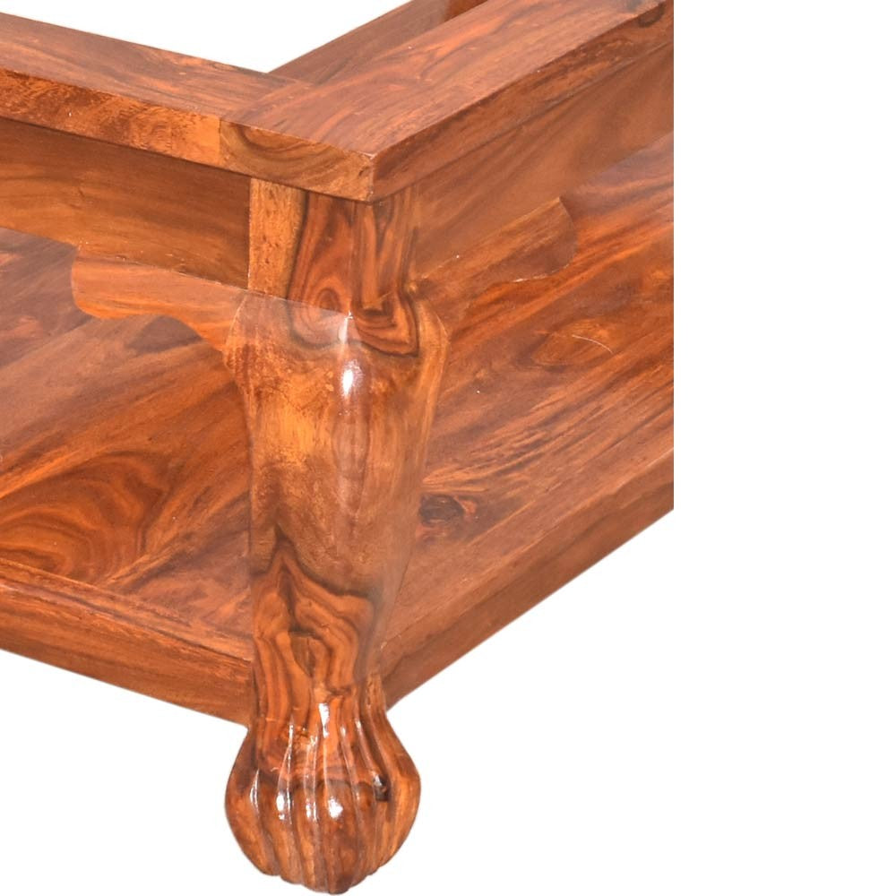 Raegan Sheesham wood Glass Top Center Table