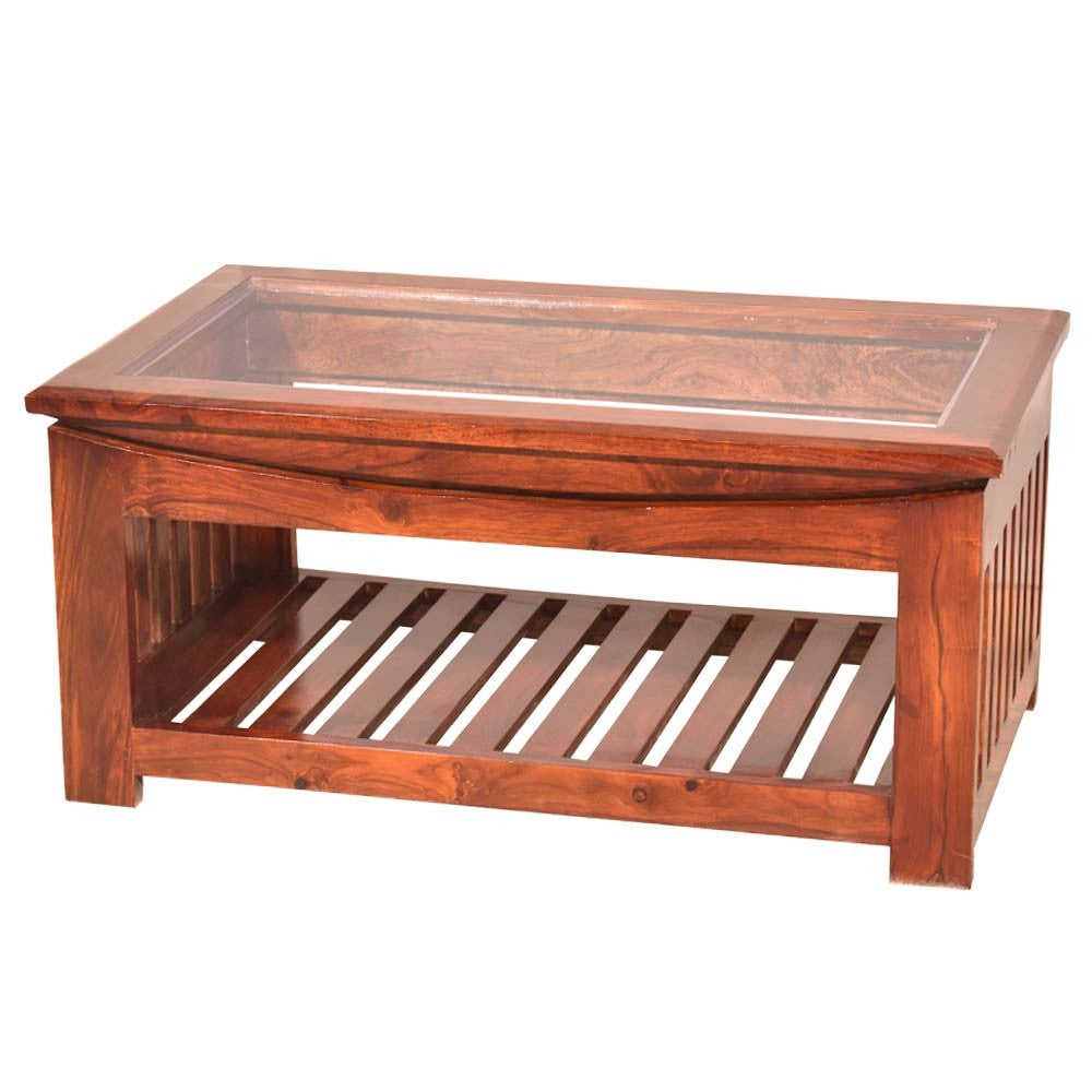 Remington wood Glass Top Center Table