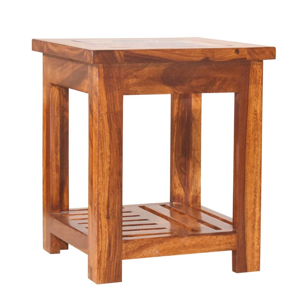 Mikayla Wooden Stacy Glass Top Peg Table