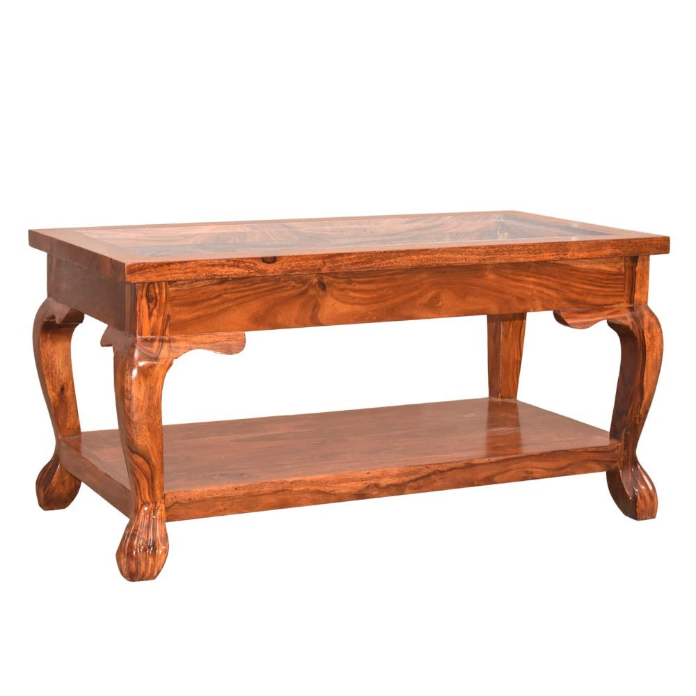 Raegan Sheesham wood Glass Top Center Table