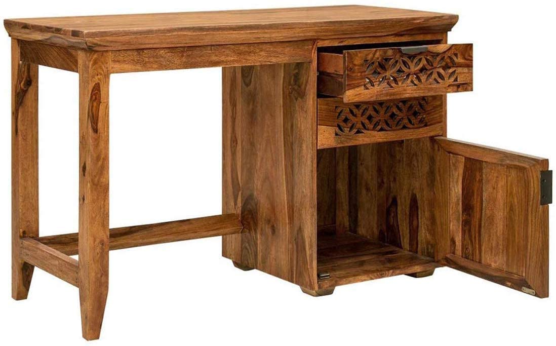 Valerie Sheesham Wood Study and Office Table With Natural Honey Finish