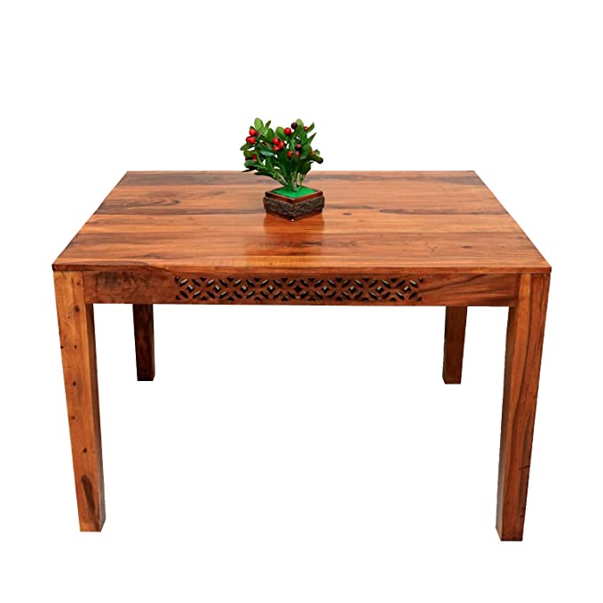 Jazz Wood 4 Seater Dining Set with Chair for Dining Room Honey Color