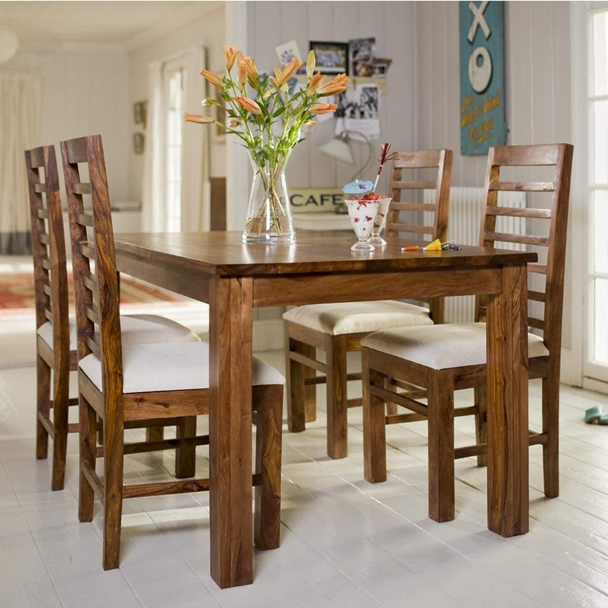 Tough  Sheesham 4 Seater Dining Table With Natural Finish