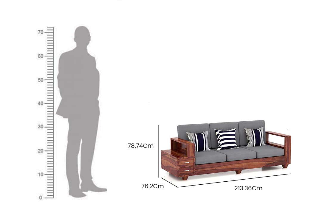 Furniturewallet Sheesham Wooden 5 Seater Sofa Set for Living Room With Natural Finish