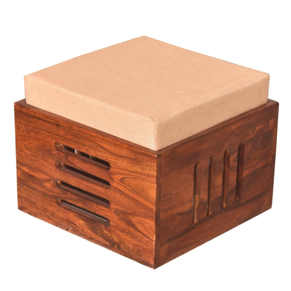 Araya Sheesham Wood Square Petlin Coffee Table with Four Stools