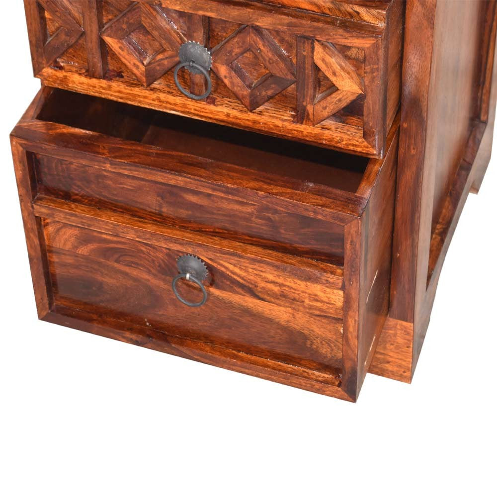 Arely Wood Swirl Bedside Table