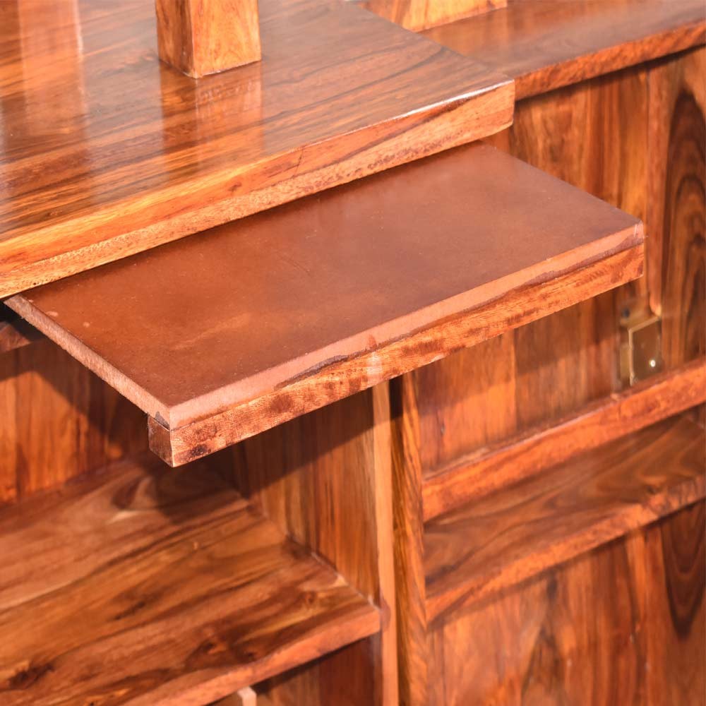 Kaitlyn Sheesham Wooden Tray Design Bar Cabinet