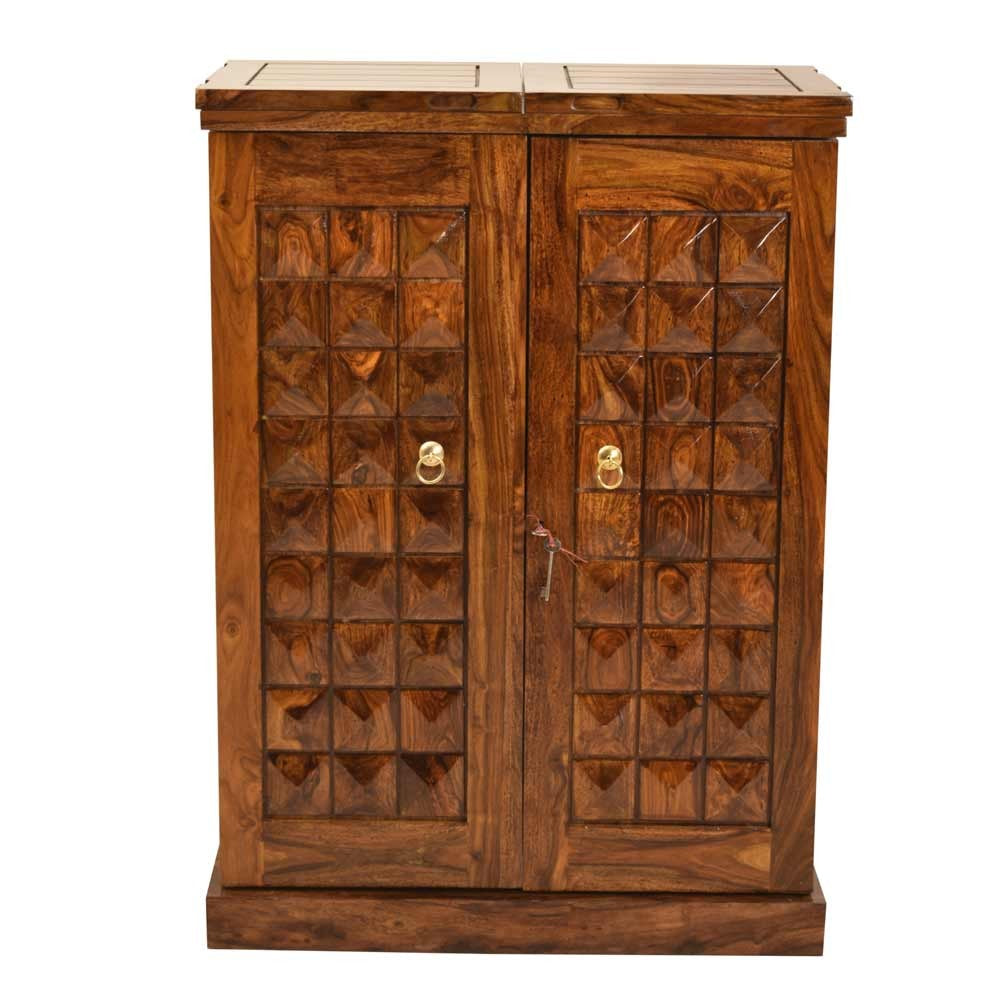 Kendall Wooden Diamond Design Bar Cabinet