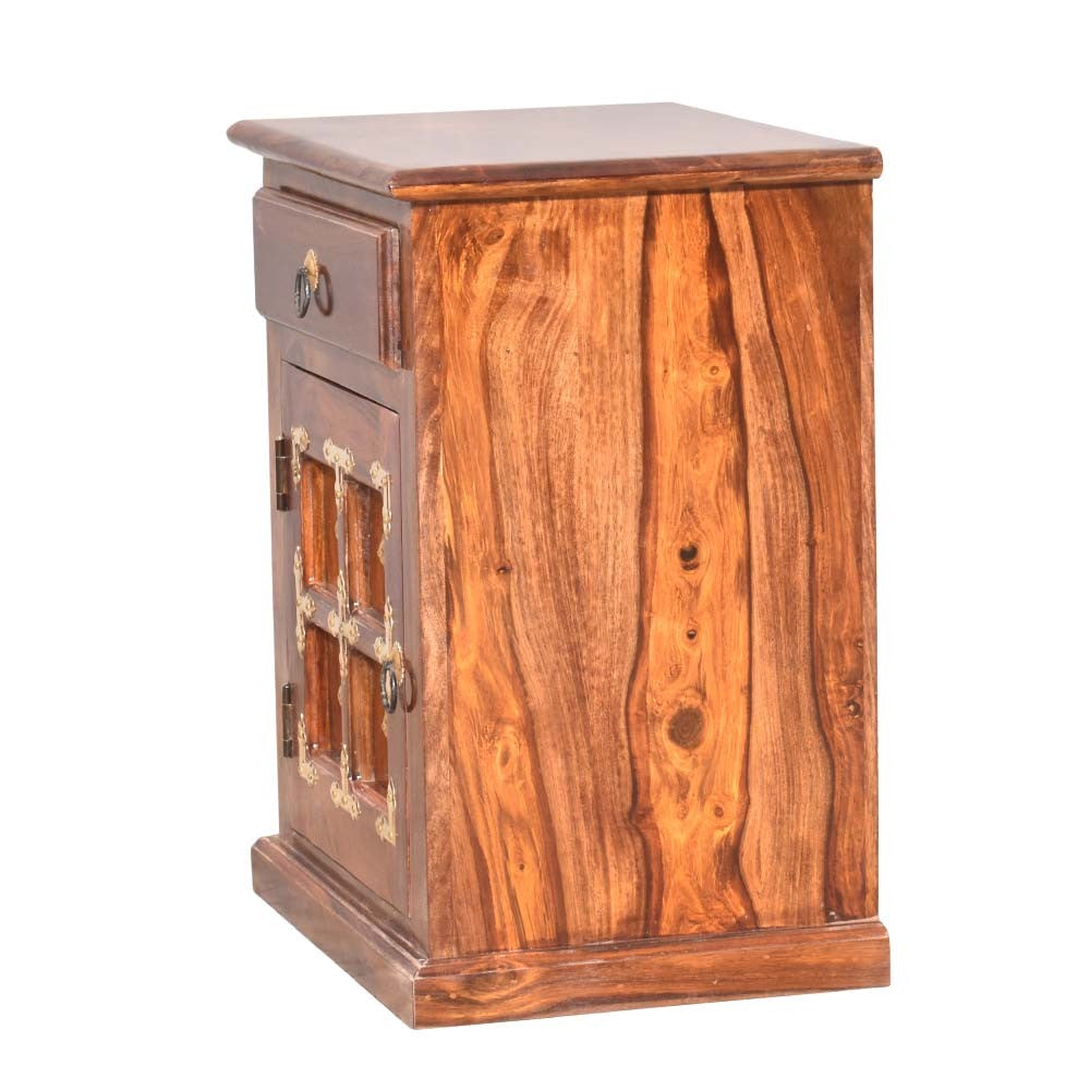 Marlowe Wood Brass Bedside Table