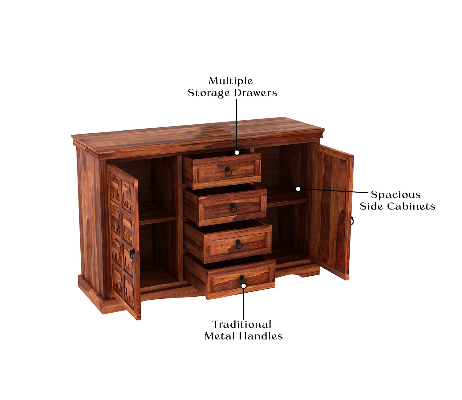 Emerson Sheesham Wooden Cabinet and Sideboard