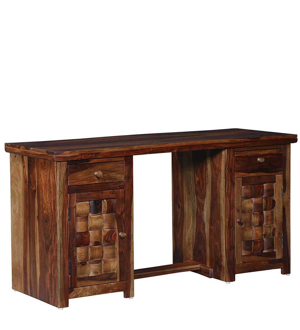 Hadley Sheesham Wood Study and Office Table With Natural Honey Finish