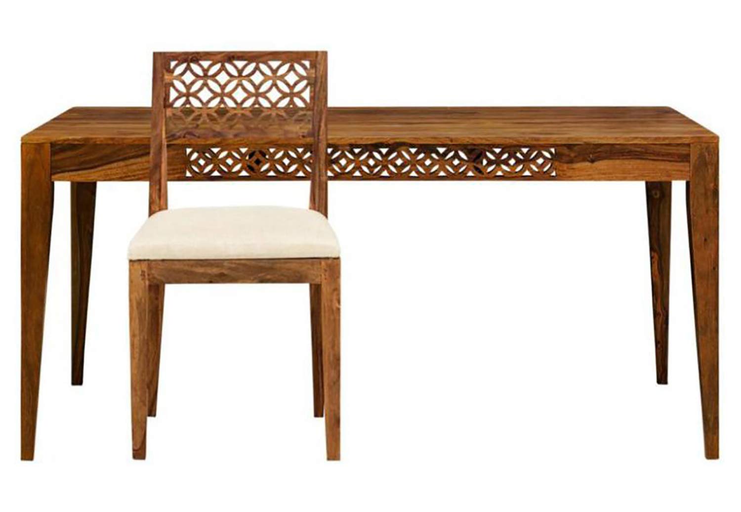 Sienna Wood 6 Seater Dining Set with Chair for Dining Room Natural Color