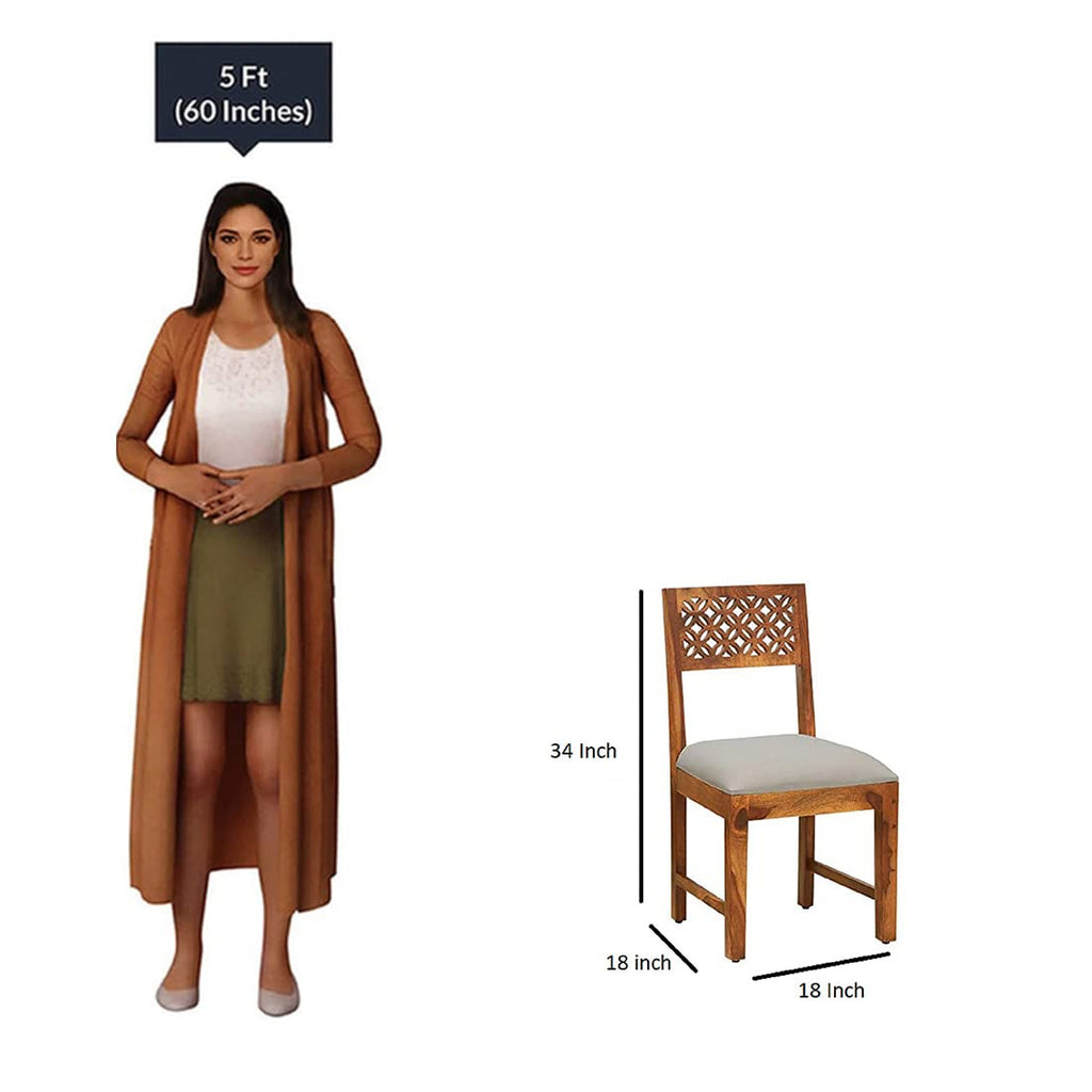 Chubster Wood Sheesham CNC Chair Dining Table in Natural