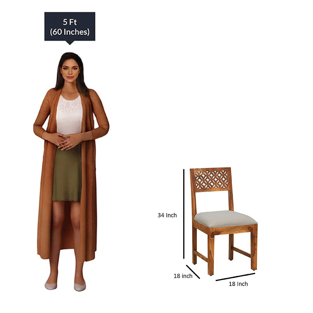Chubster Wood Sheesham CNC Chair Dining Table in Natural
