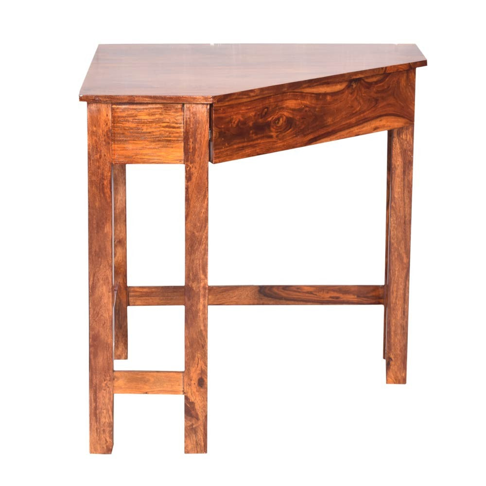 Madeleine Wooden Corner Table With Drawers