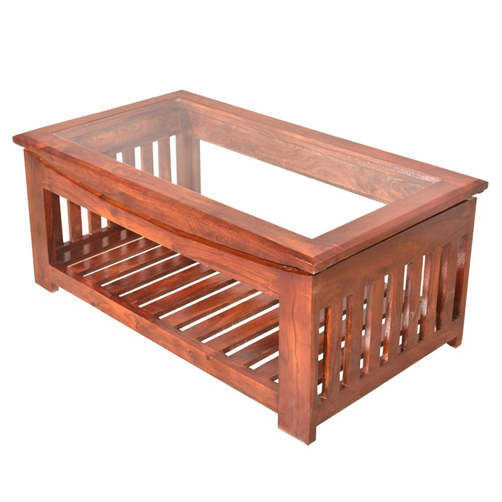 Remington wood Glass Top Center Table
