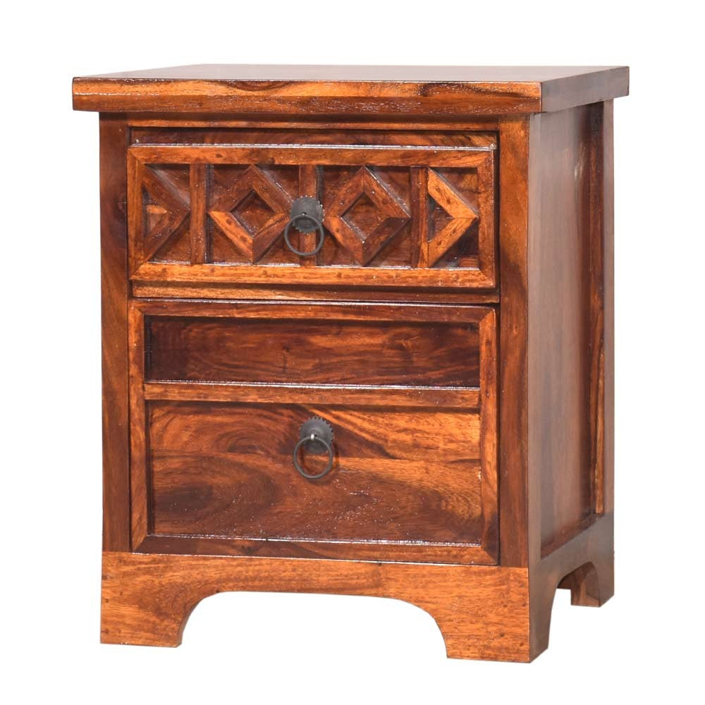 Arely Wood Swirl Bedside Table